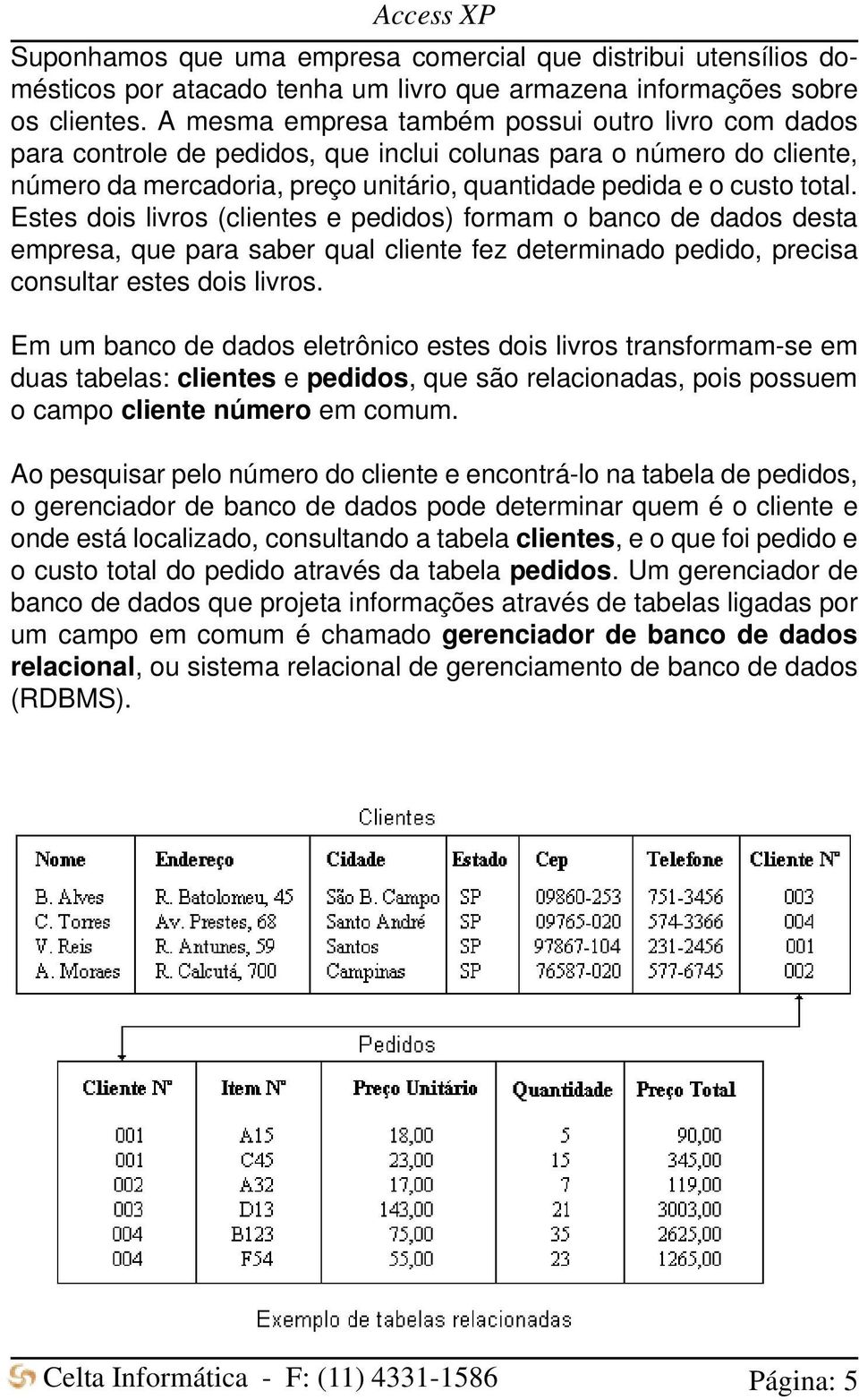 Estes dois livros (clientes e pedidos) formam o banco de dados desta empresa, que para saber qual cliente fez determinado pedido, precisa consultar estes dois livros.