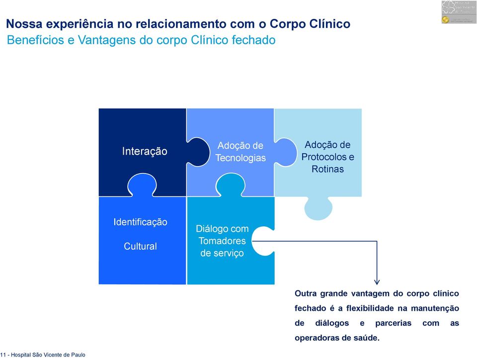 Outra grande vantagem do corpo clínico fechado é a flexibilidade na