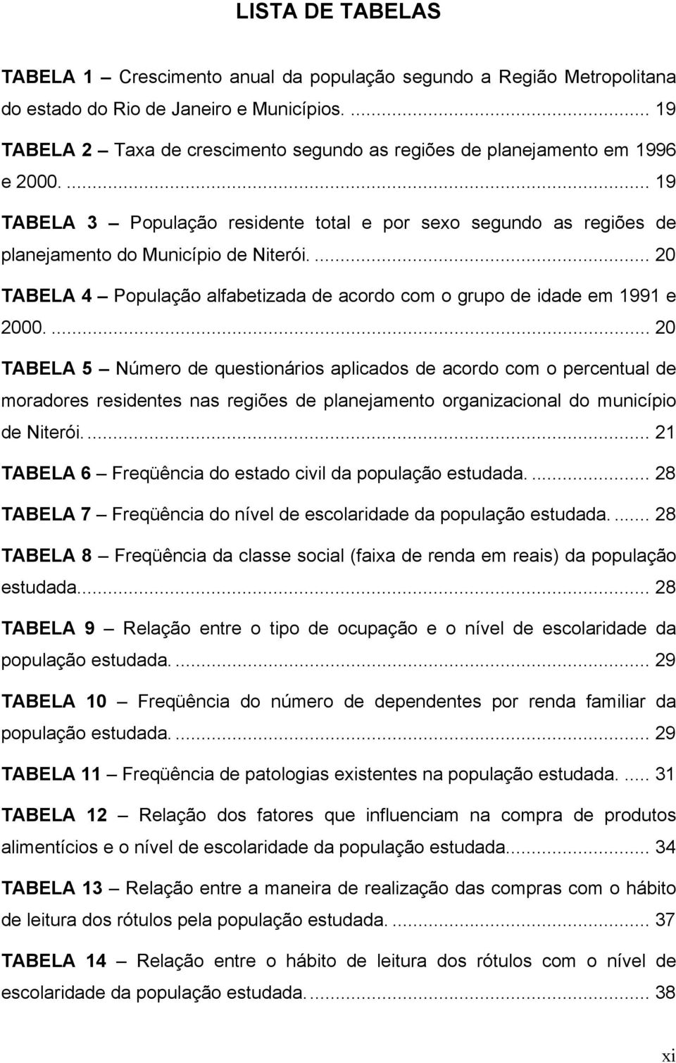 ... 20 TABELA 4 População alfabetizada de acordo com o grupo de idade em 1991 e 2000.