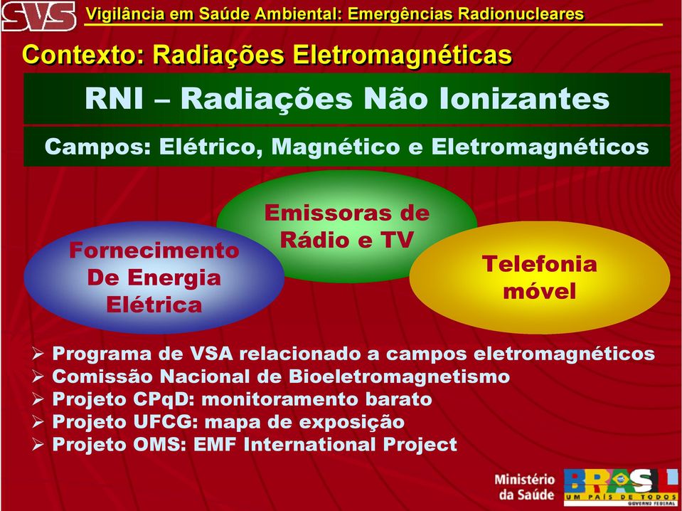 Programa de VSA relacionado a campos eletromagnéticos Comissão Nacional de Bioeletromagnetismo