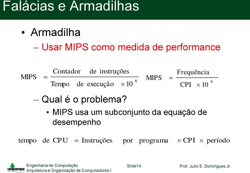 Frequência CPI 10 6 Qual é o problema?