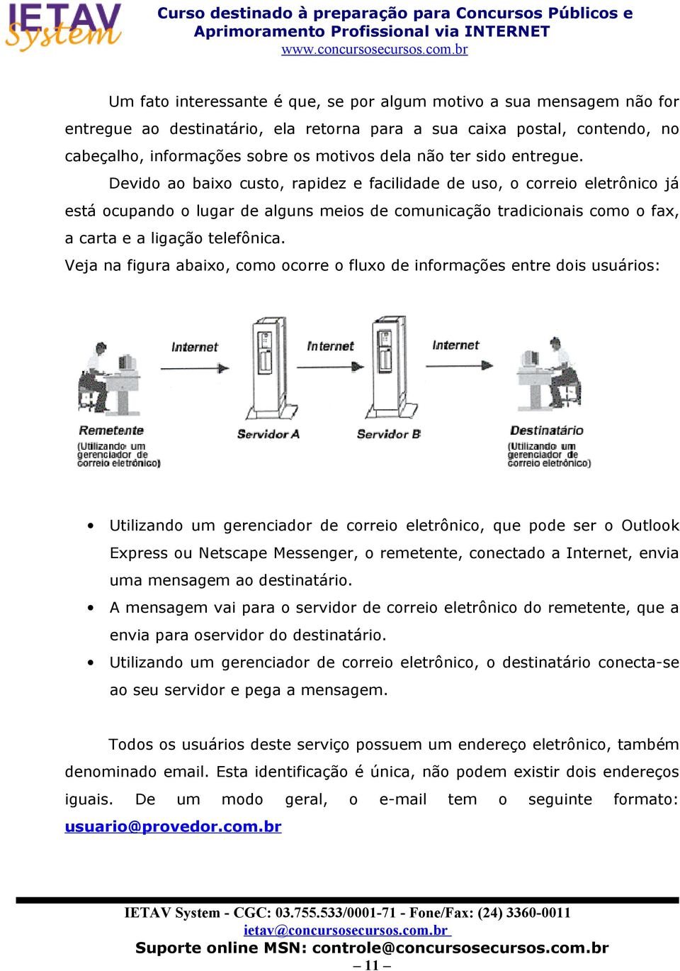 Veja na figura abaixo, como ocorre o fluxo de informações entre dois usuários: Utilizando um gerenciador de correio eletrônico, que pode ser o Outlook Express ou Netscape Messenger, o remetente,