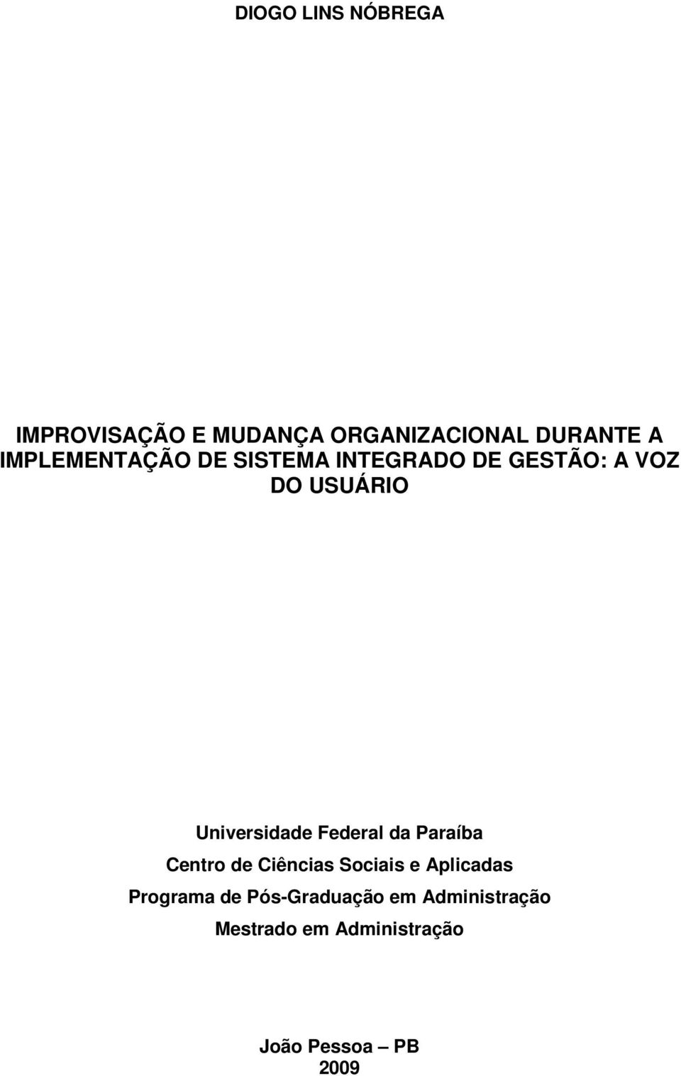 Universidade Federal da Paraíba Centro de Ciências Sociais e Aplicadas