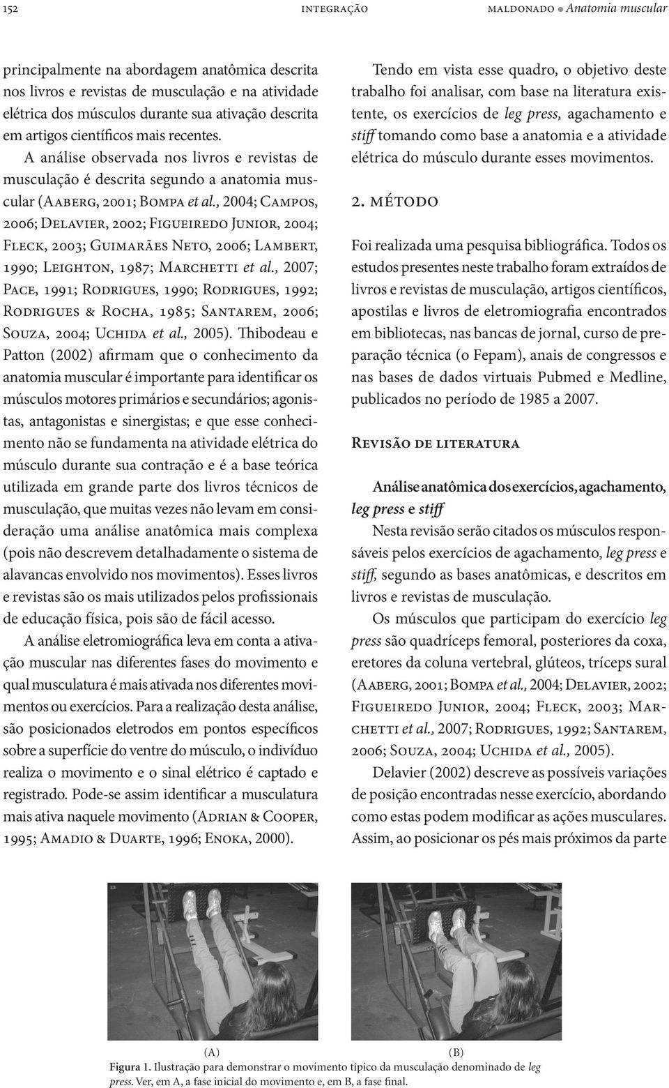 , 2004; Campos, 2006; Delavier, 2002; Figueiredo Junior, 2004; Fleck, 2003; Guimarães Neto, 2006; Lambert, 1990; Leighton, 1987; Marchetti et al.