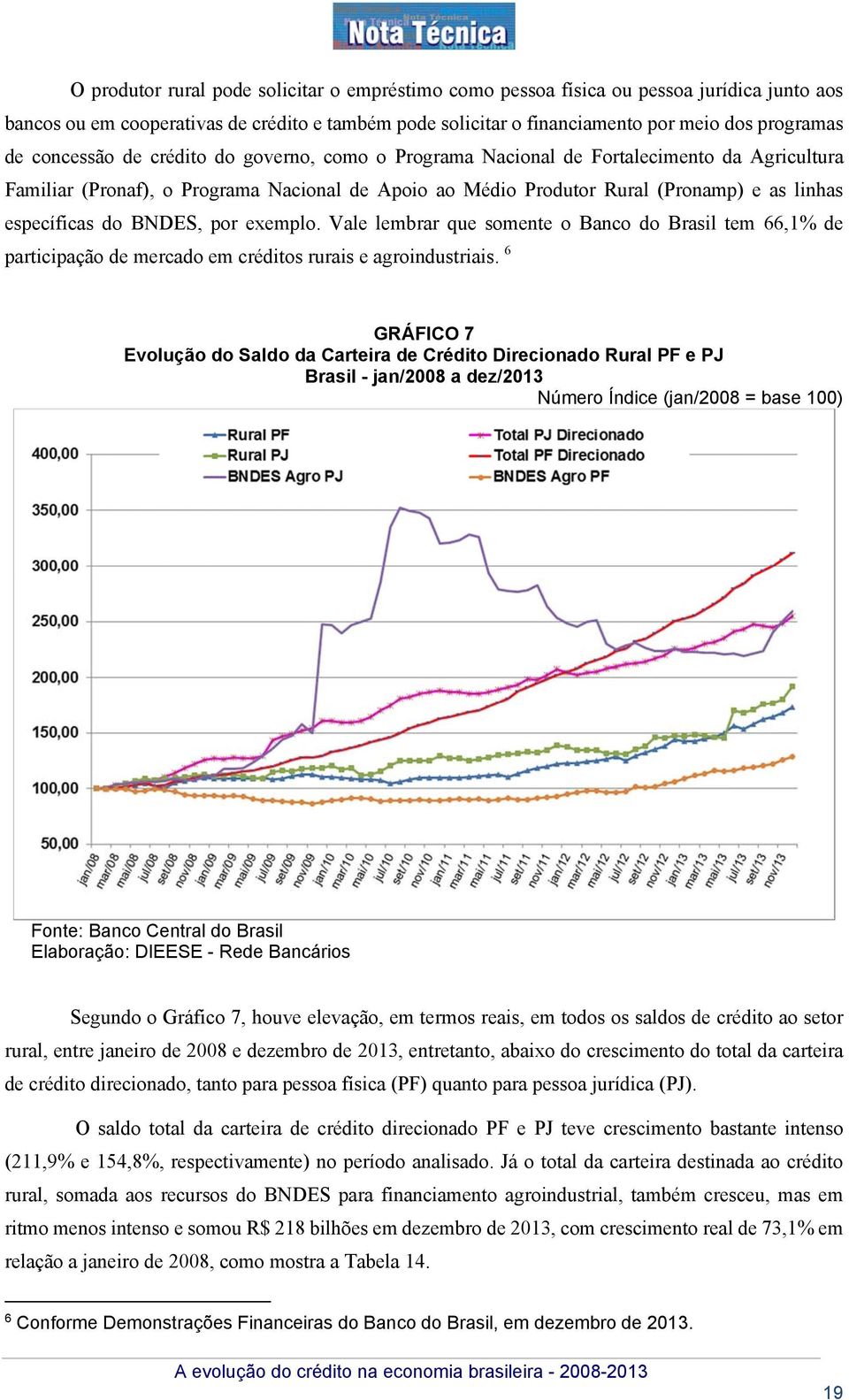 BNDES, por exemplo. Vale lembrar que somente o Banco do Brasil tem 66,1% de participação de mercado em créditos rurais e agroindustriais.