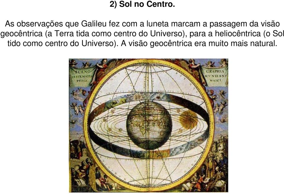 passagem da visão geocêntrica (a Terra tida como centro do