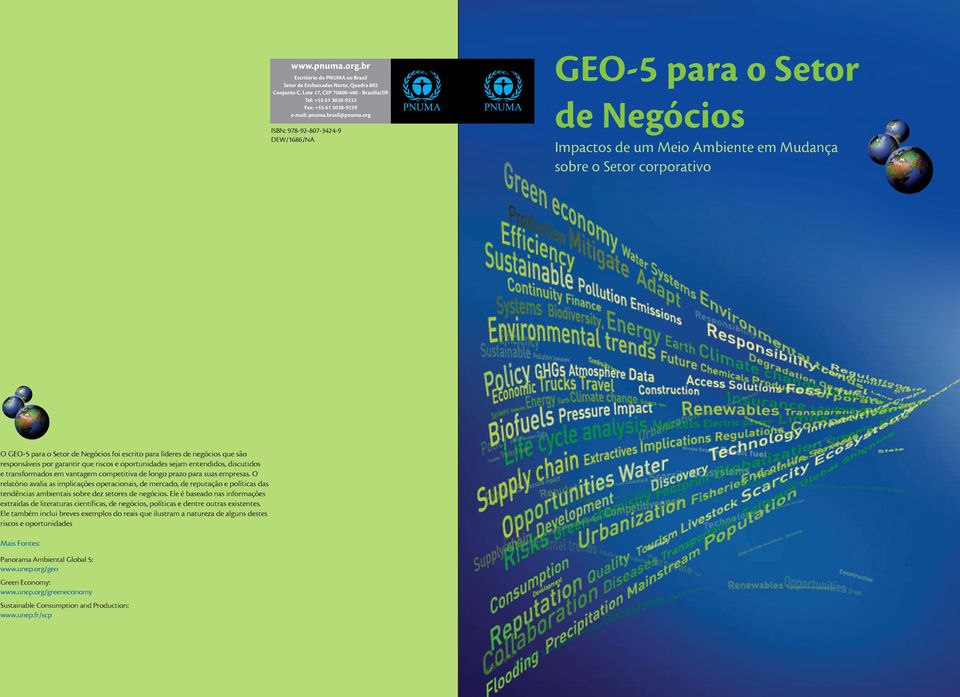 org ISBN: 978-92-807-3424-9 DEW/1686/NA O GEO-5 para o Setor de Negócios foi escrito para líderes de negócios que são responsáveis por garantir que riscos e oportunidades sejam entendidos, discutidos