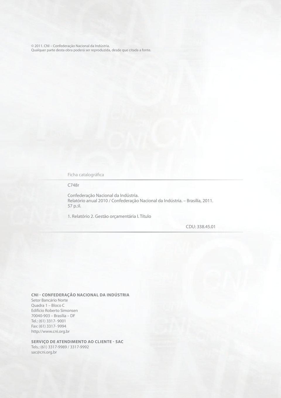 Relatório 2. Gestão orçamentária I. Título CDU: 338.45.