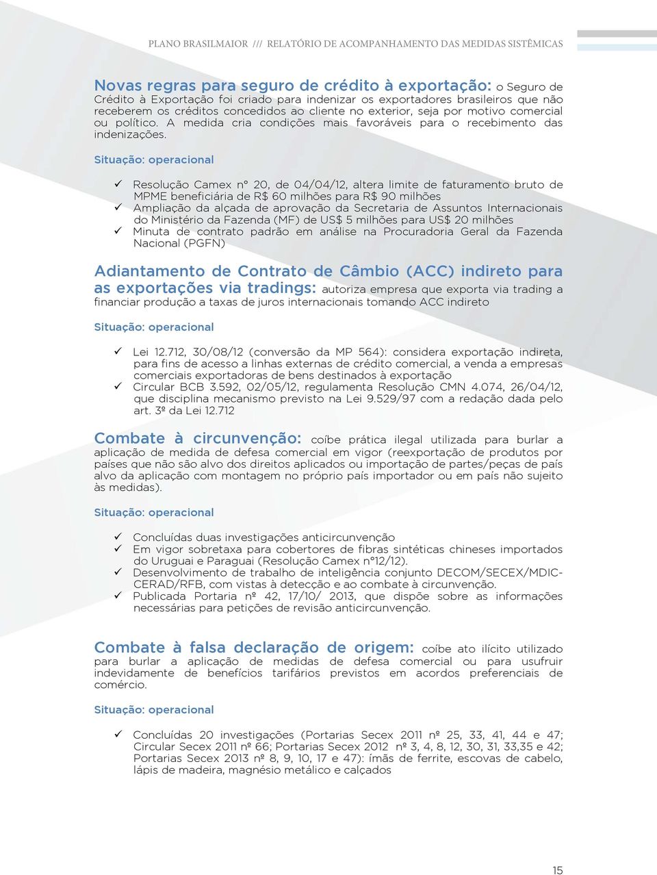 Resolução Camex n 20, de 04/04/12, altera limite de faturamento bruto de MPME beneficiária de R$ 60 milhões para R$ 90 milhões Ampliação da alçada de aprovação da Secretaria de Assuntos