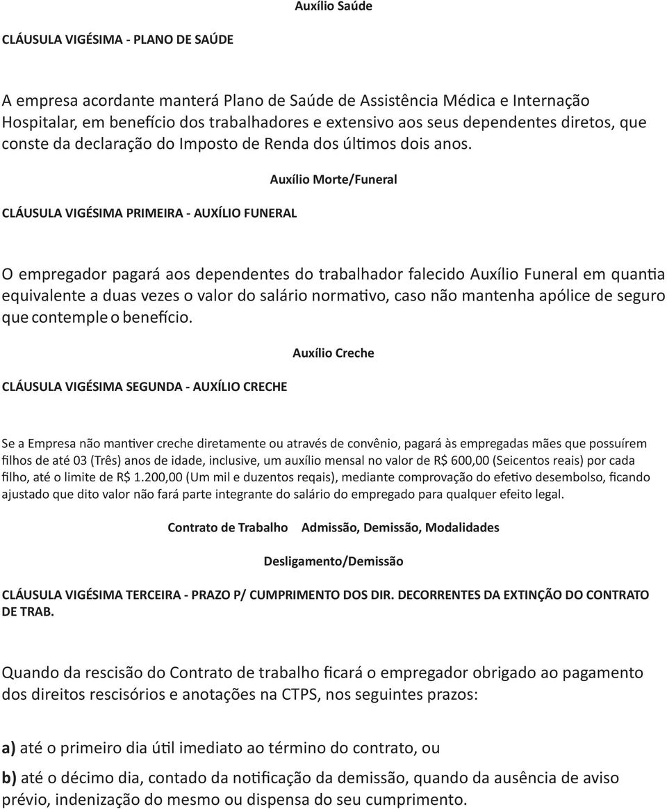 CLÁUSULA VIGÉSIMA PRIMEIRA AUXÍLIO FUNERAL Auxílio Morte/Funeral O empregador pagará aos dependentes do trabalhador falecido Auxílio Funeral em quan a equivalente a duas vezes o valor do salário