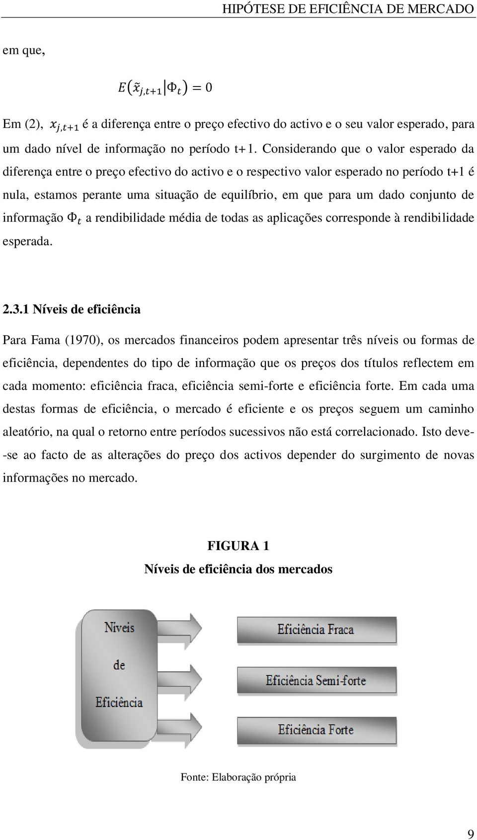 conjunto de informação a rendibilidade média de todas as aplicações corresponde à rendibilidade esperada. 2.3.