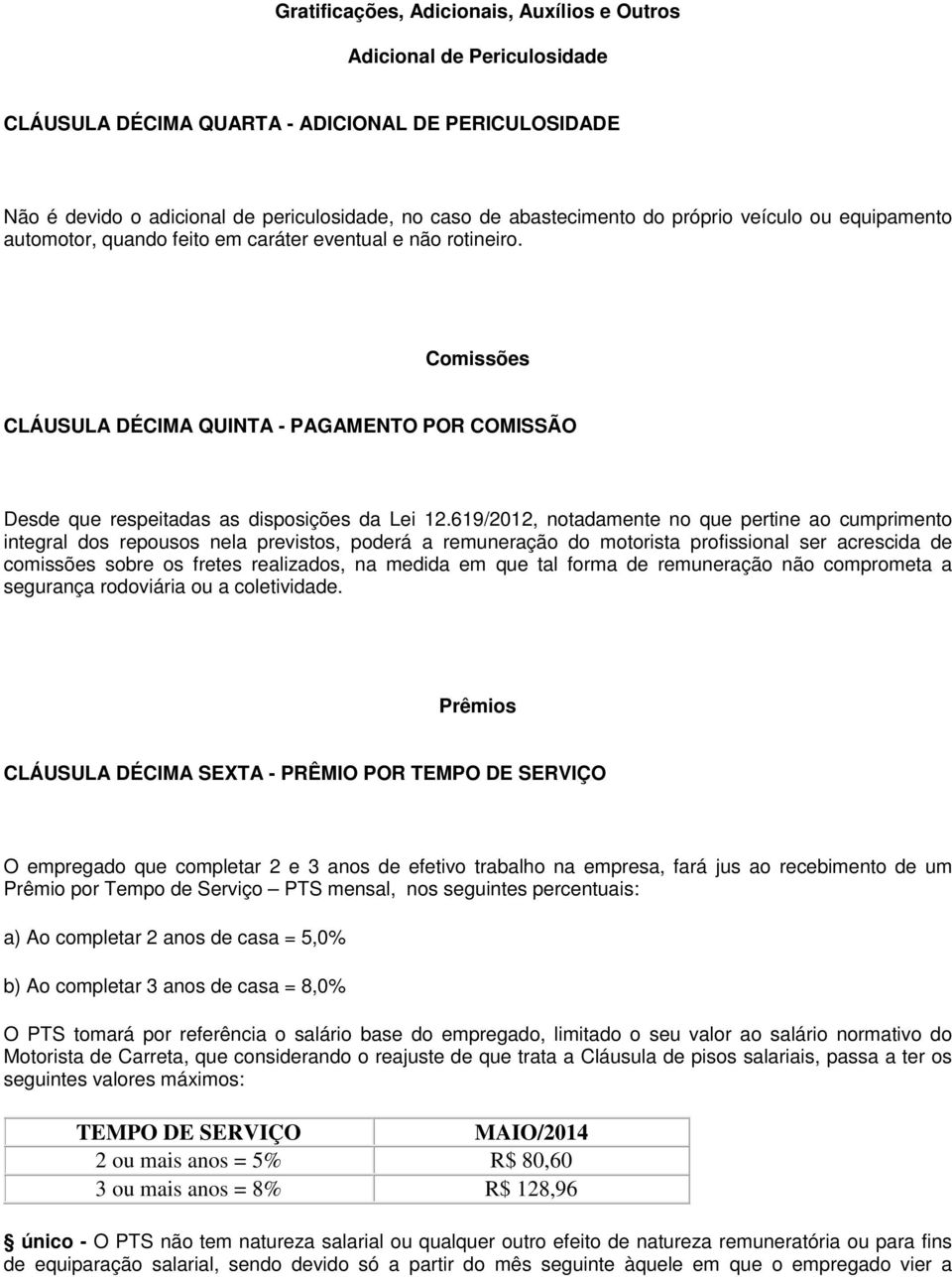 619/2012, notadamente no que pertine ao cumprimento integral dos repousos nela previstos, poderá a remuneração do motorista profissional ser acrescida de comissões sobre os fretes realizados, na