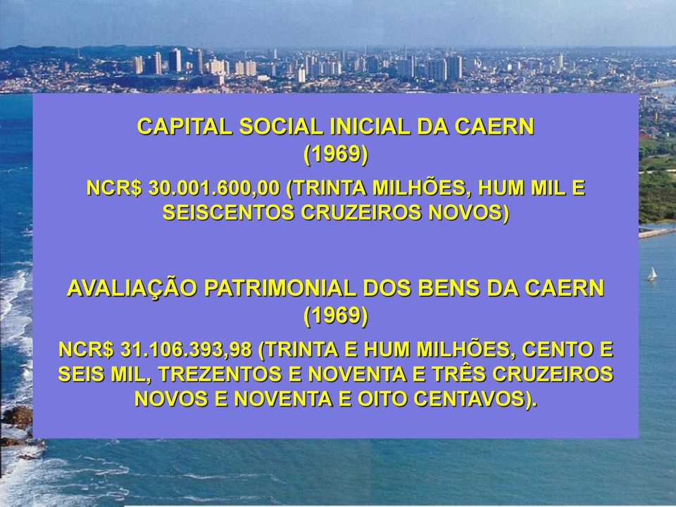 PATRIMONIAL DOS BENS DA CAERN (1969) NCR$ 31.106.