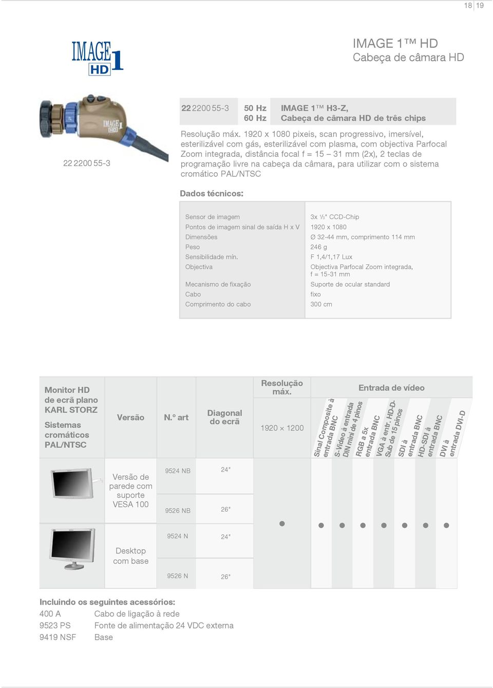 livre na cabeça da câmara, para utilizar com o sistema cromático PAL/NTSC Dados técnicos: Sensor de imagem Pontos de imagem sinal de saída H x V Dimensões Peso Sensibilidade mín.