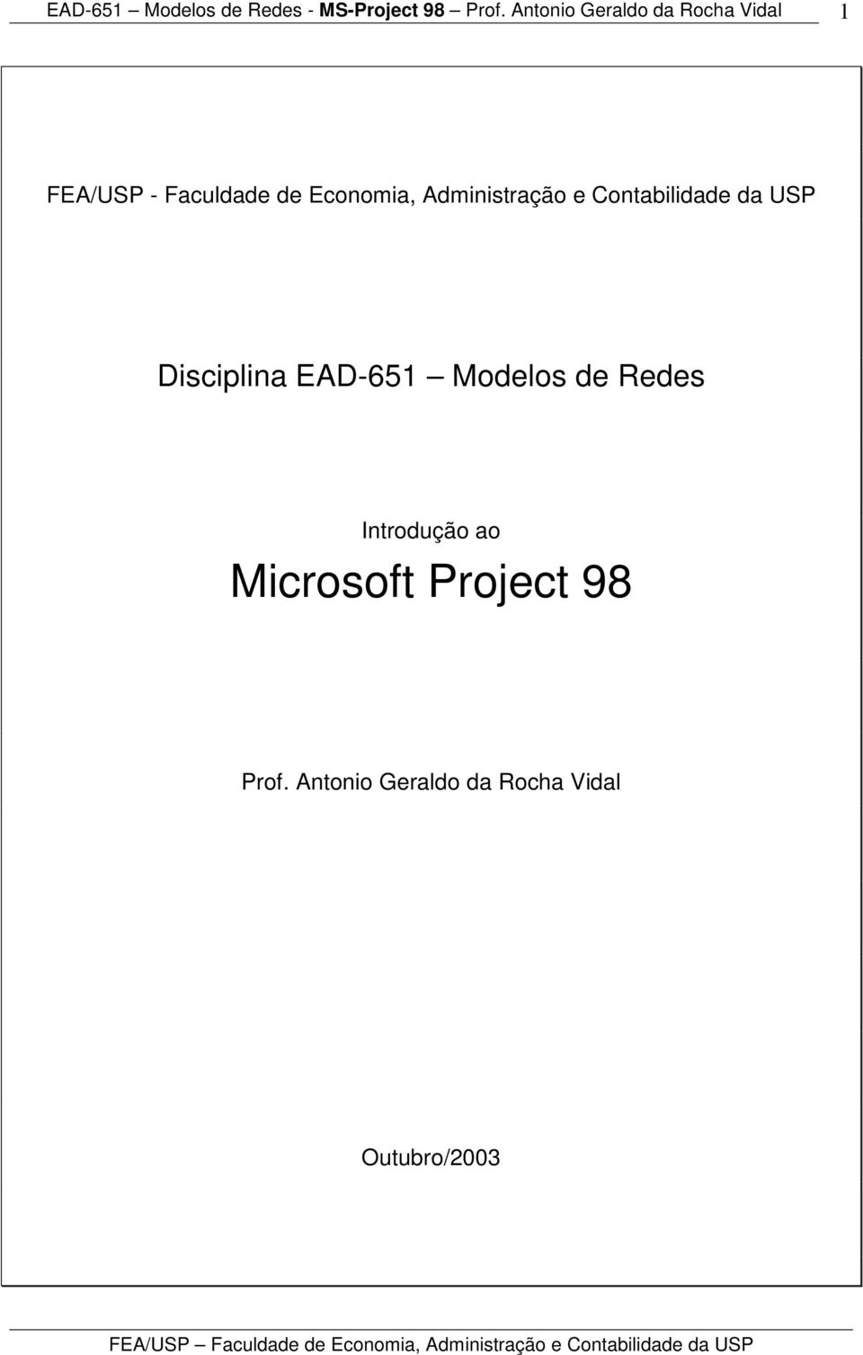 EAD-651 Modelos de Redes Introdução ao