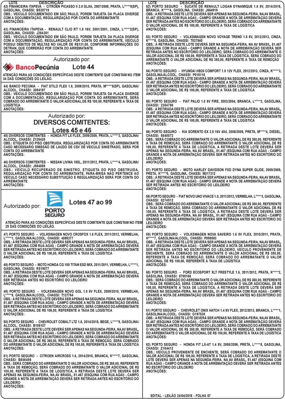 0 16V, 2001/2001, CINZA, L*****2(SP), GASOLINA, CHASSI: J284381 COM A DOCUMENTAÇÃO, REGULARIZAÇÃO POR CONTA DO, VEÍCULO POSSUI DÉBITOS DE MULTAS NO VALOR DE R$131,00, CONFORME INFORMAÇÕES DO DETRAN,