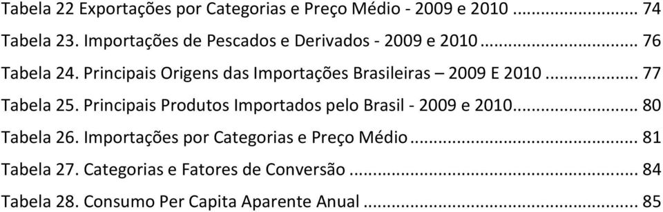 Principais Origens das Importações Brasileiras 2009 E 2010... 77 Tabela 25.