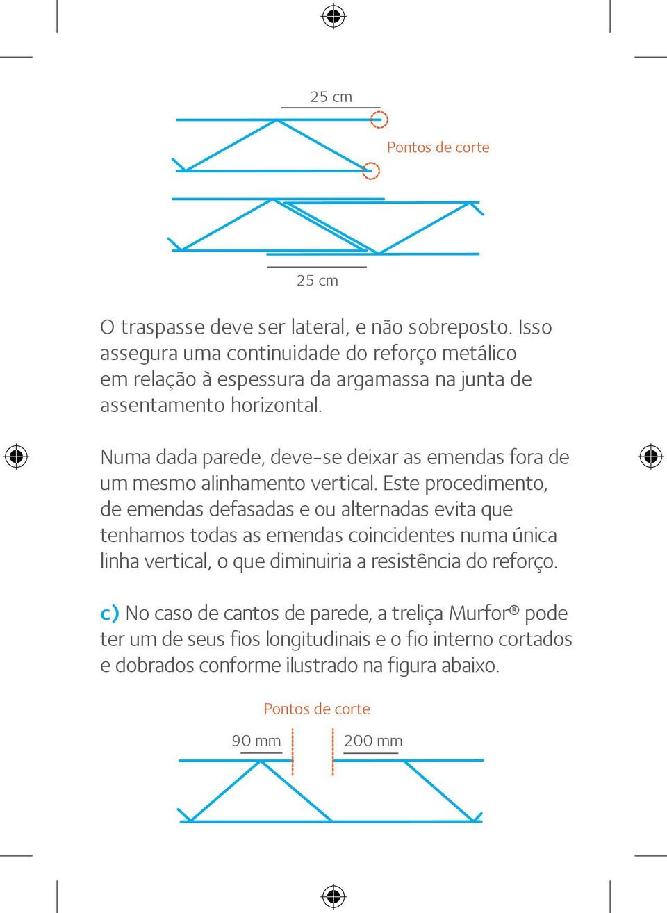 Numa dada parede, deve-se deixar as emendas fora de um mesmo alinhamento vertical.