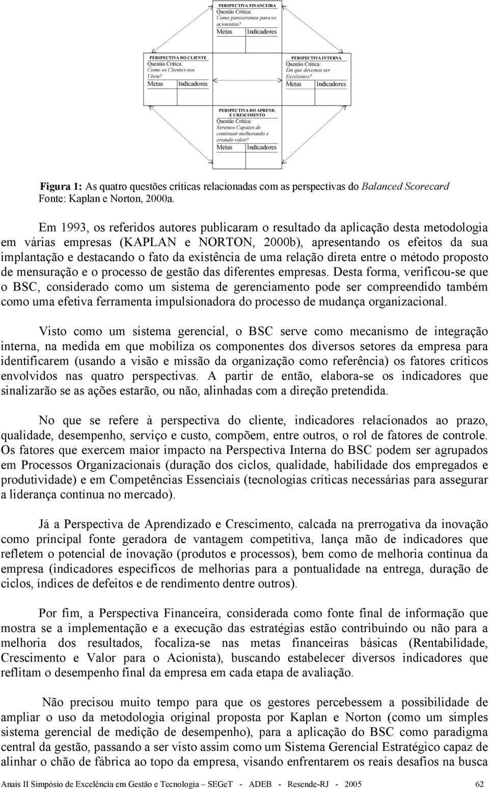 E CRESCIMENTO Questão Crítica: Seremos Capazes de continuar melhorando e criando valor?