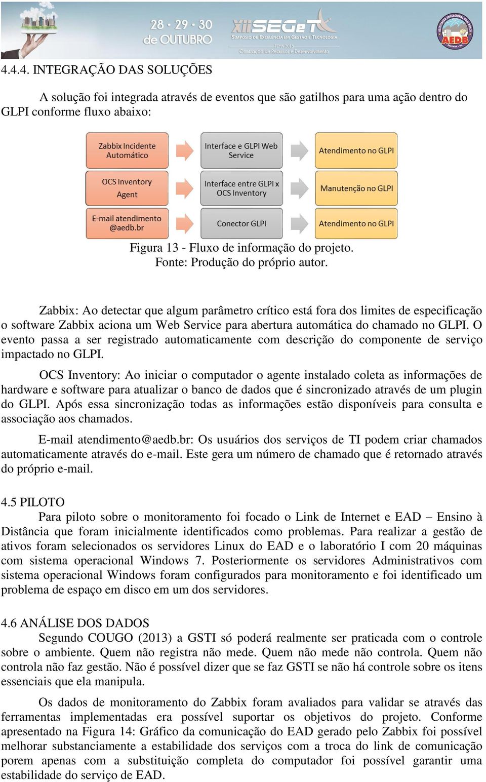 Zabbix: Ao detectar que algum parâmetro crítico está fora dos limites de especificação o software Zabbix aciona um Web Service para abertura automática do chamado no GLPI.