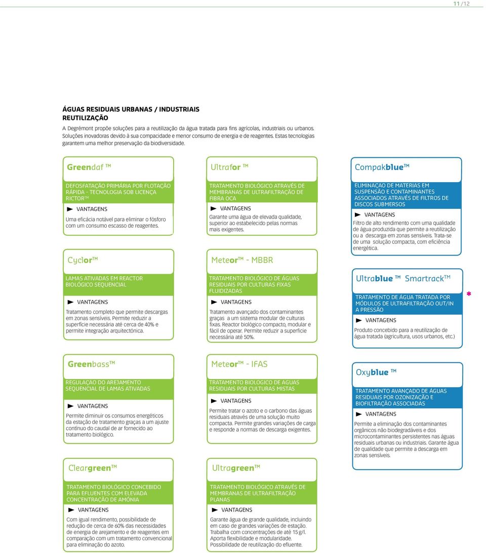 Greendaf Ultrafor Compakblue DEFOSFATAÇÃO PRIMÁRIA POR FLOTAÇÃO RÁPIDA - TECNOLOGIA SOB LICENÇA RICTOR TM Uma eficácia notável para eliminar o fósforo com um consumo escasso de reagentes.