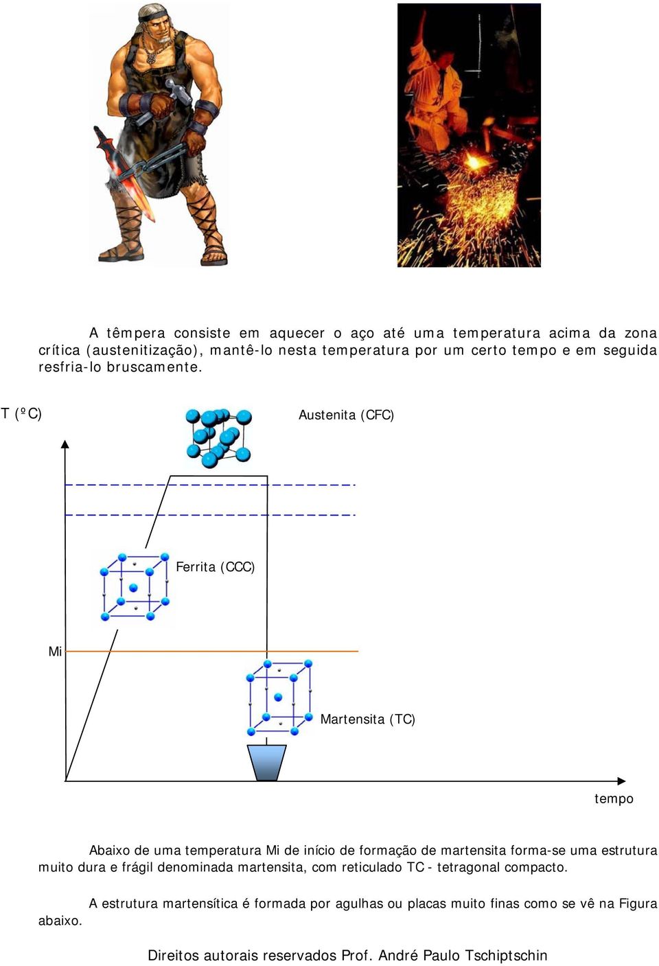 T (ºC) Austenita (CFC) Ferrita (CCC) Mi Martensita (TC) tempo Abaixo de uma temperatura Mi de início de formação de martensita