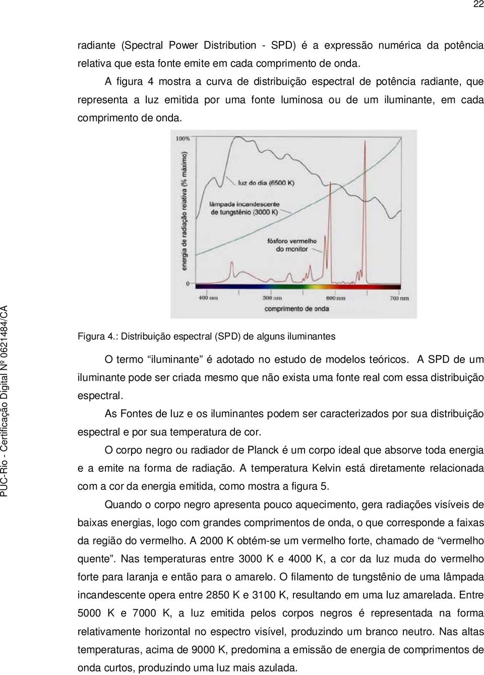 : Distribuição espectral (SPD) de alguns iluminantes O termo iluminante é adotado no estudo de modelos teóricos.