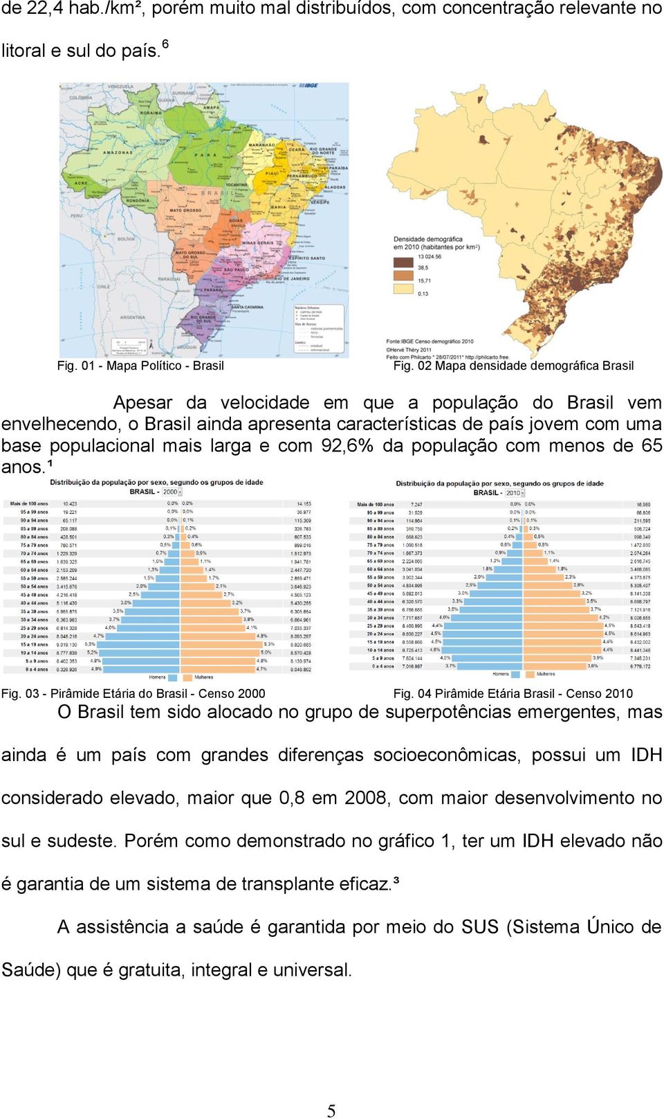 com 92,6% da população com menos de 65 anos.¹ Fig. 03 - Pirâmide Etária do Brasil - Censo 2000 Fig.