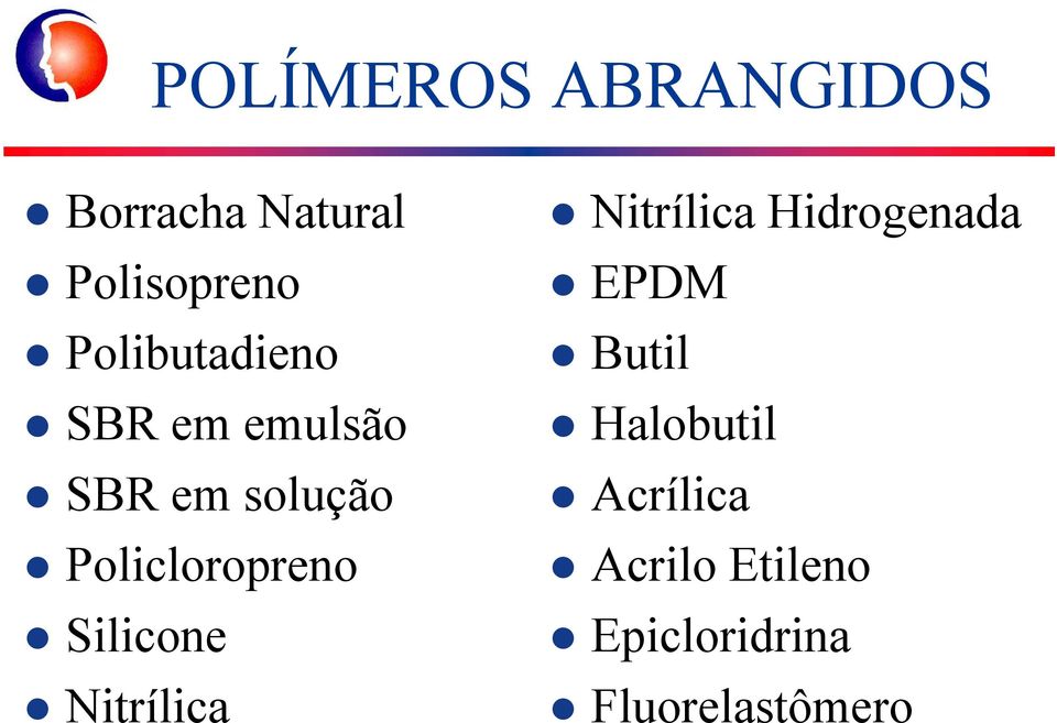 Policloropreno Silicone Nitrílica Nitrílica Hidrogenada