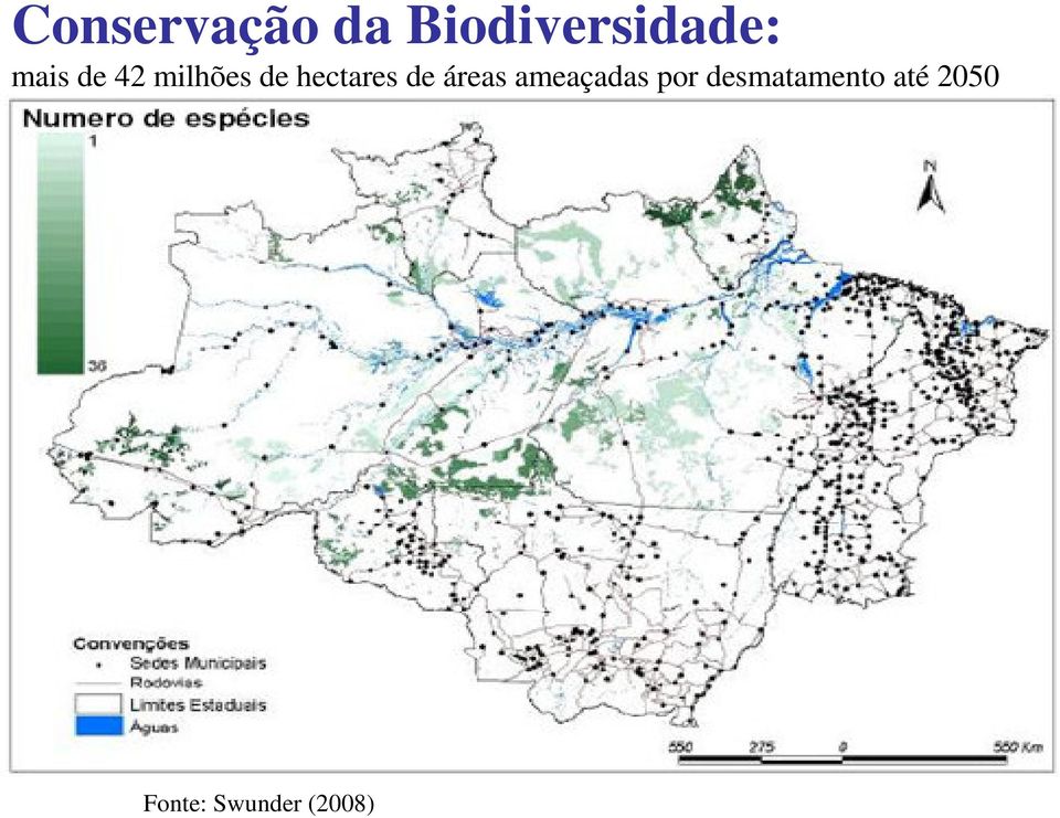 de áreas ameaçadas por