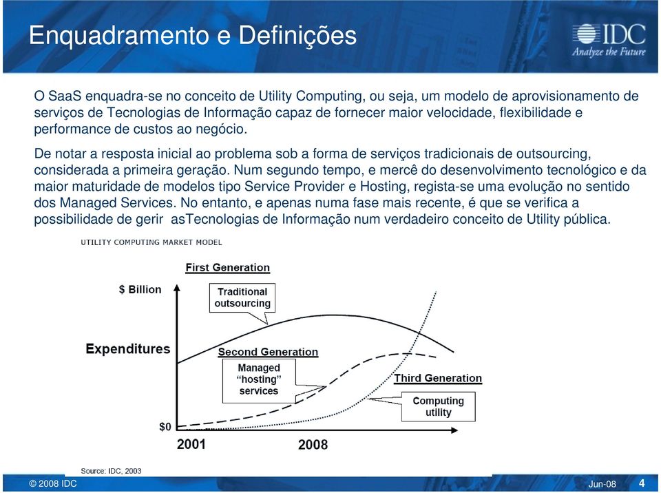 De notar a resposta inicial ao problema sob a forma de serviços tradicionais de outsourcing, considerada a primeira geração.