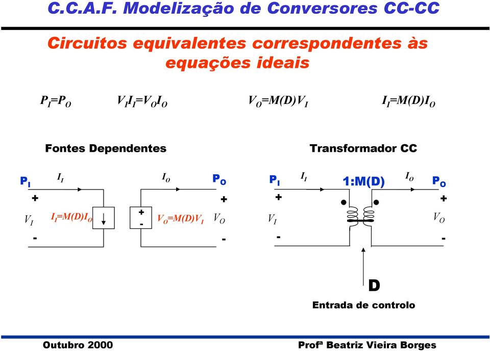 equivalentes correspondentes às equações