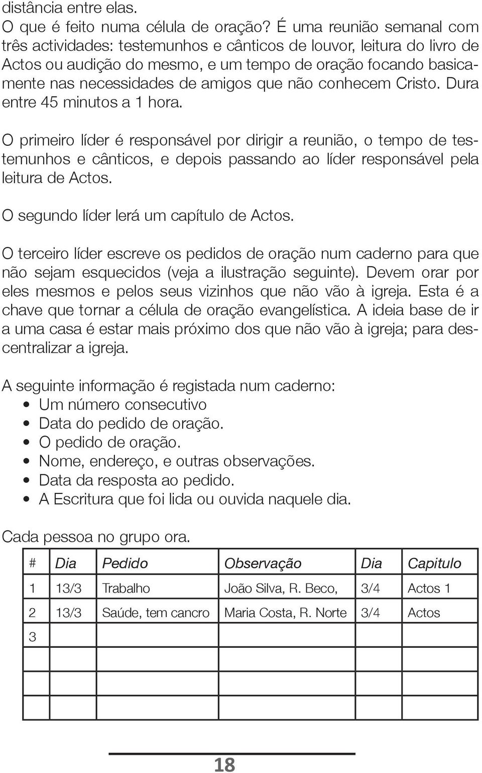 não conhecem Cristo. Dura entre 45 minutos a 1 hora.