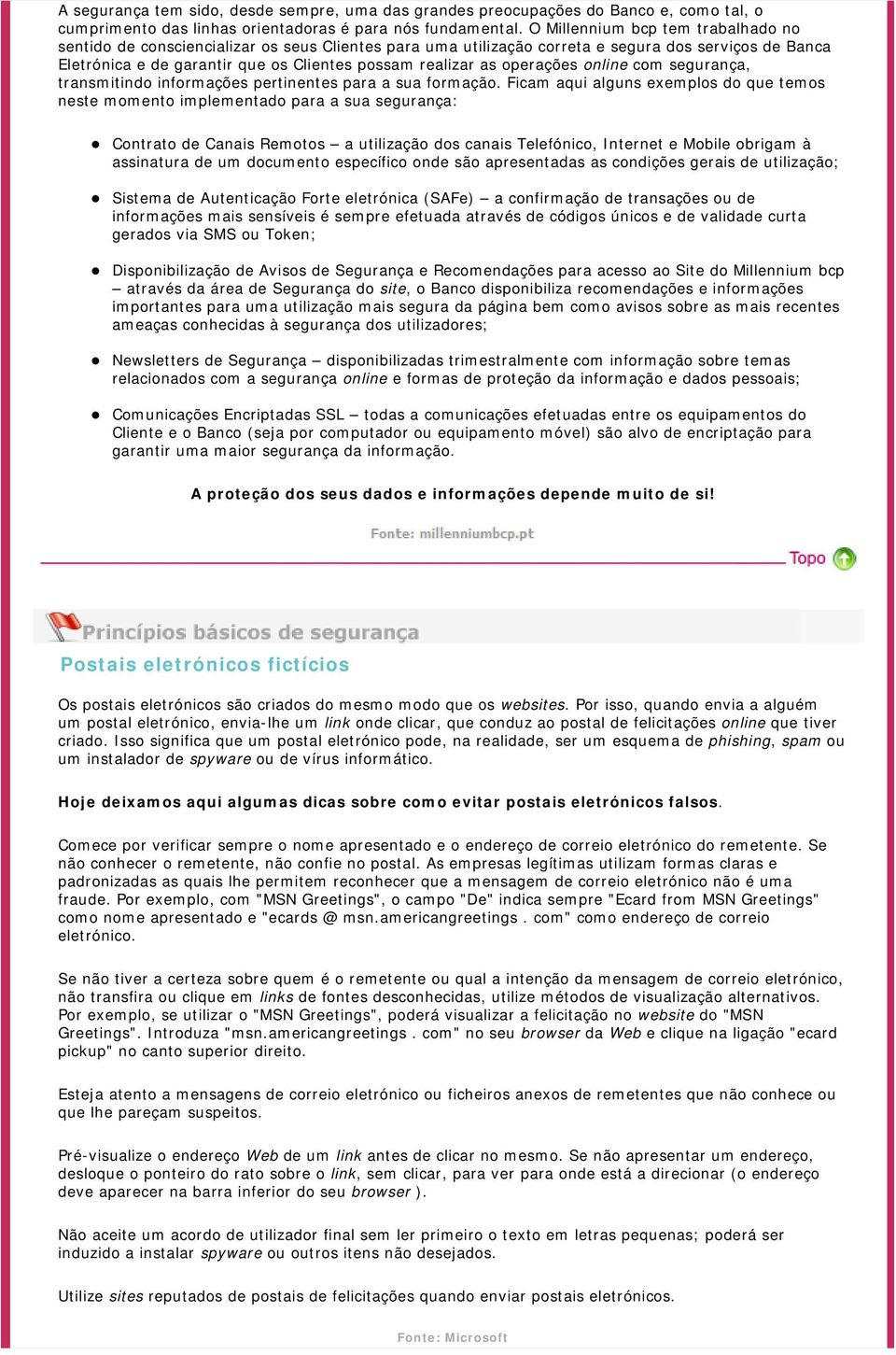 operações online com segurança, transmitindo informações pertinentes para a sua formação.