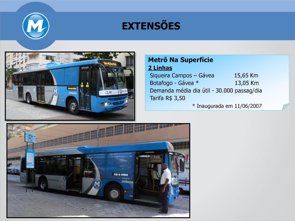 Gávea * 13,05 Km Demanda média dia útil - 30.