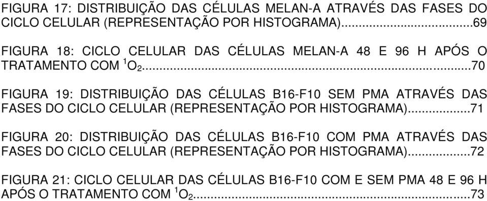 ..70 FIGURA 19: DISTRIBUIÇÃO DAS CÉLULAS B16-F10 SEM PMA ATRAVÉS DAS FASES DO CICLO CELULAR (REPRESENTAÇÃO POR HISTOGRAMA).