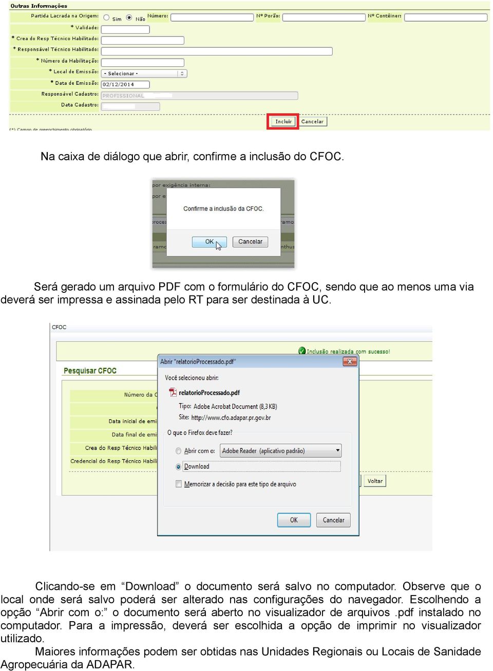 Clicando-se em Download o documento será salvo no computador. Observe que o local onde será salvo poderá ser alterado nas configurações do navegador.