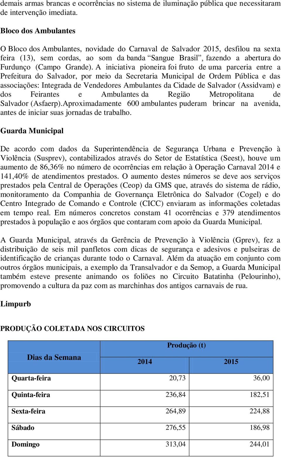 A iniciativa pioneira foi fruto de uma parceria entre a Prefeitura do Salvador, por meio da Secretaria Municipal de Ordem Pública e das associações: Integrada de Vendedores Ambulantes da Cidade de