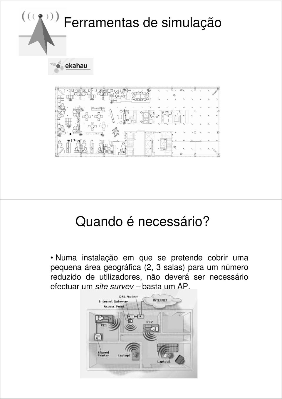 área geográfica (2, 3 salas) para um número reduzido de