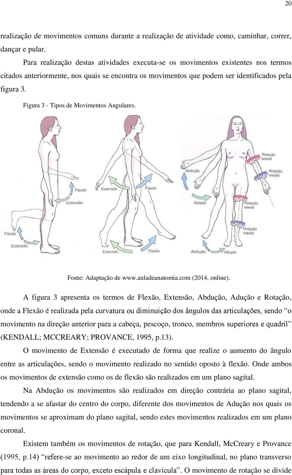 Figura 3 - Tipos de Movimentos Angulares. Fonte: Adaptação de www.auladeanatomia.com (2014, online).