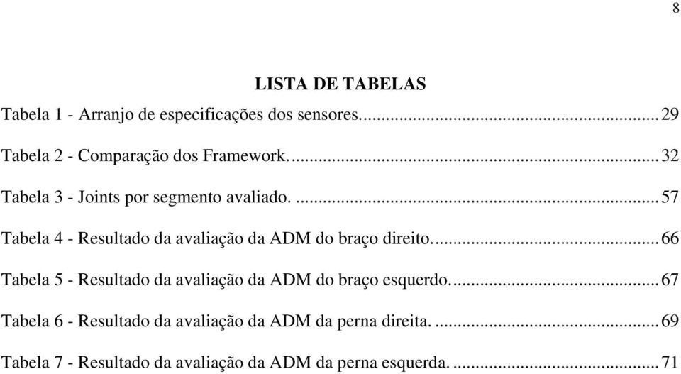 ... 57 Tabela 4 - Resultado da avaliação da ADM do braço direito.