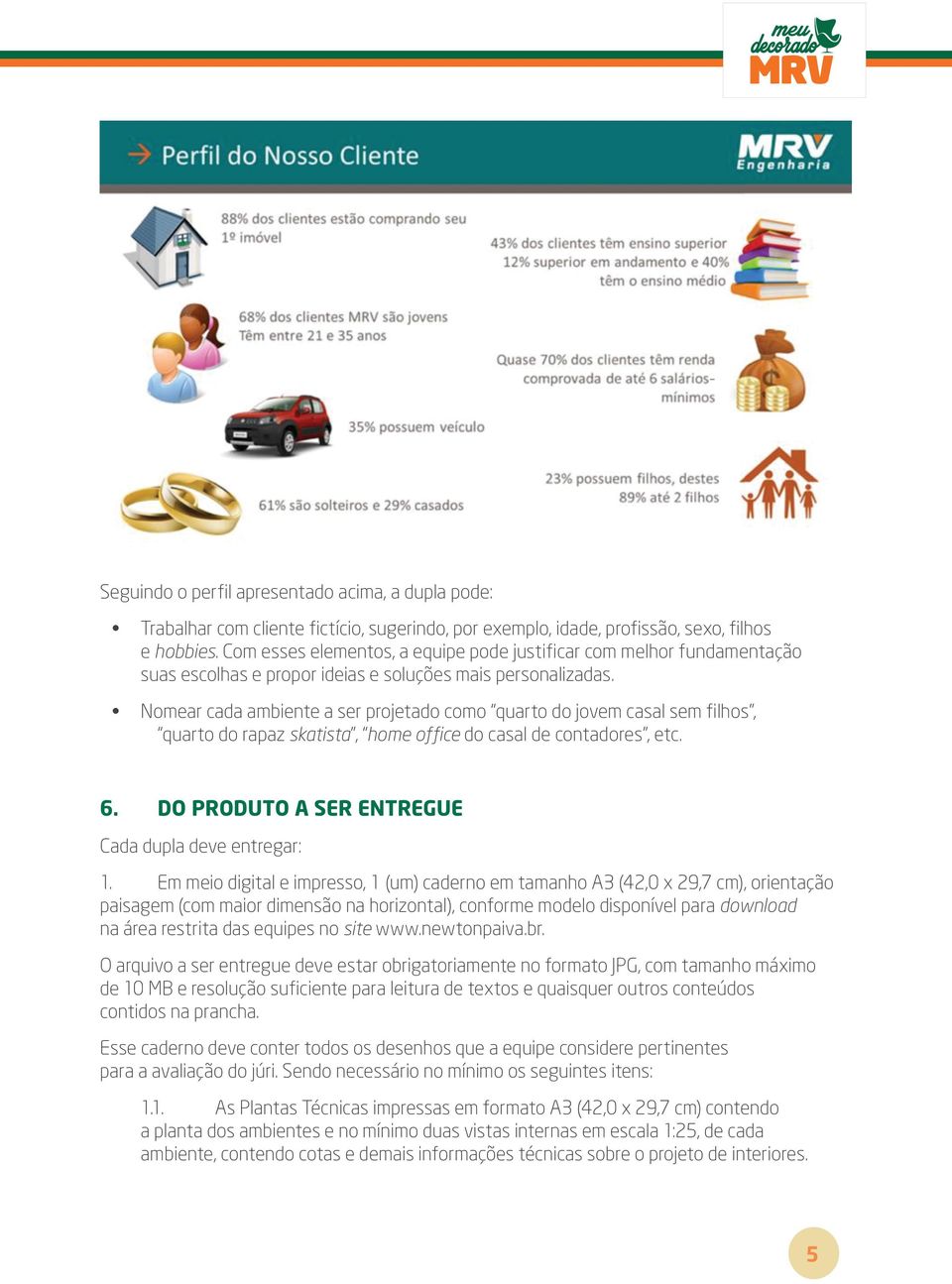 Nomear cada ambiente a ser projetado como quarto do jovem casal sem filhos, quarto do rapaz skatista, h o m eo f fi c e do casal de contadores, etc. 6.