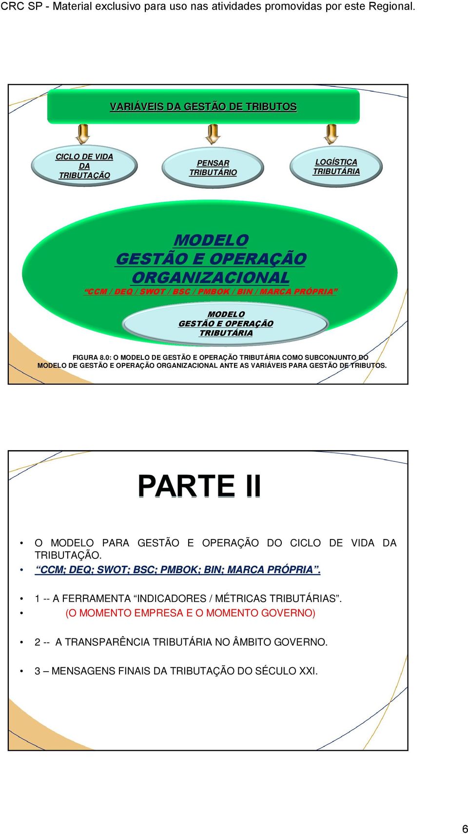 0: O MODELO DE GESTÃO E OPERAÇÃO TRIBUTÁRIA COMO SUBCONJUNTO DO MODELO DE GESTÃO E OPERAÇÃO ORGANIZACIONAL ANTE AS VARIÁVEIS PARA GESTÃO DE TRIBUTOS.