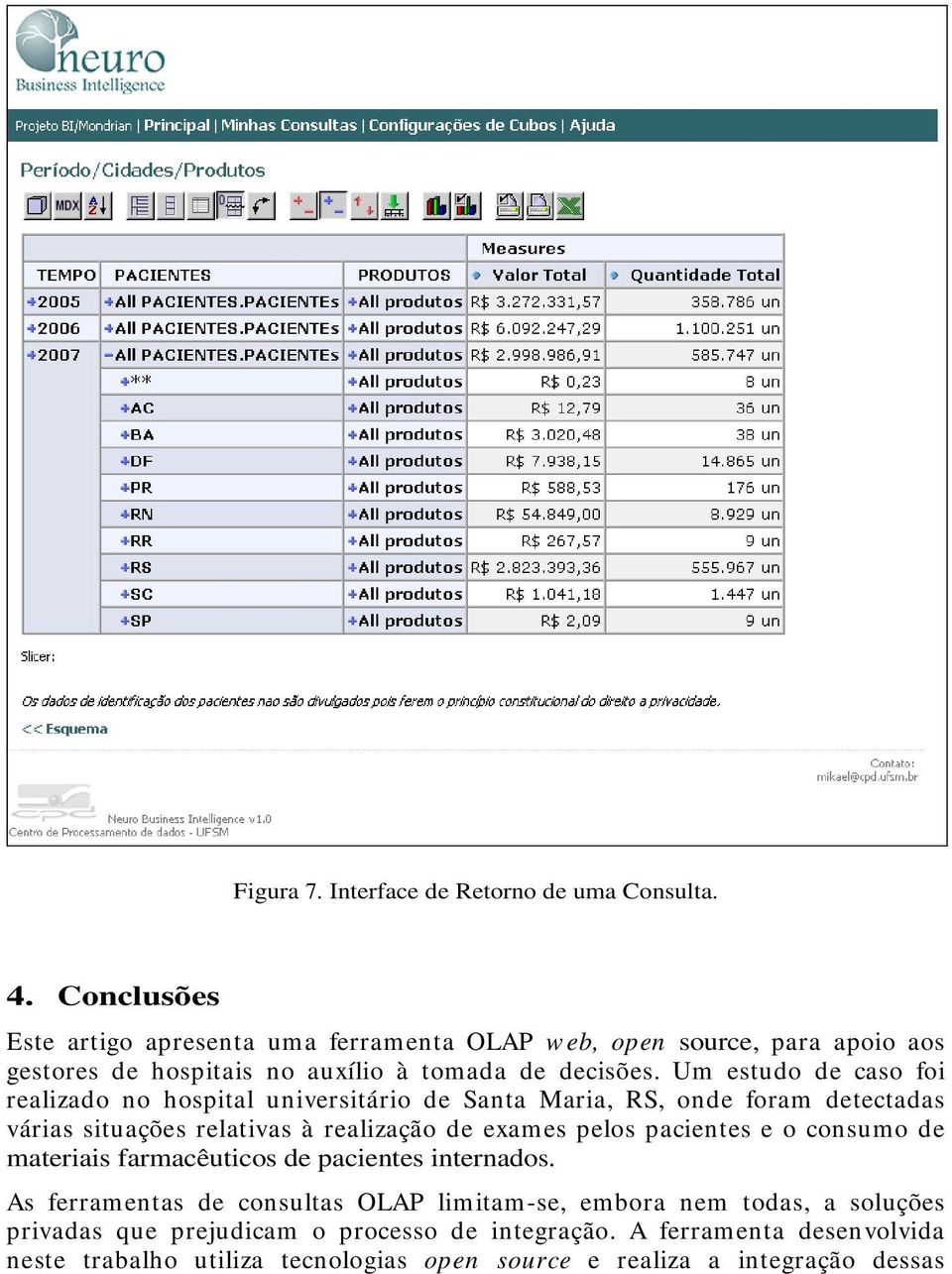 Um estudo de caso foi realizado no hospital universitário de Santa Maria, RS, onde foram detectadas várias situações relativas à realização de exames pelos