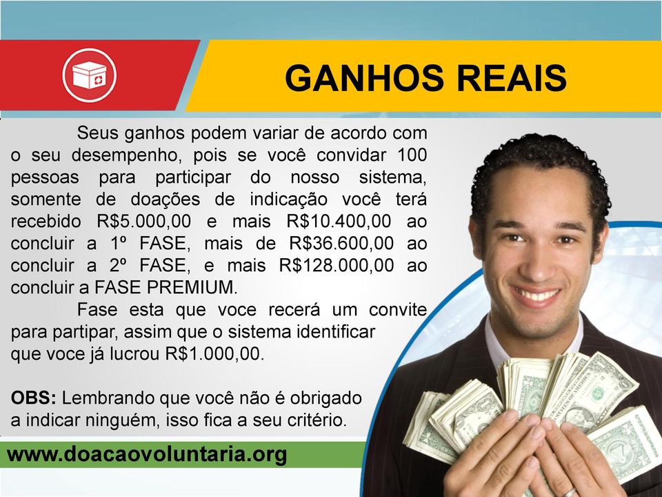 600,00 ao concluir a 2º FASE, e mais 128.000,00 ao concluir a FASE PREMIUM.