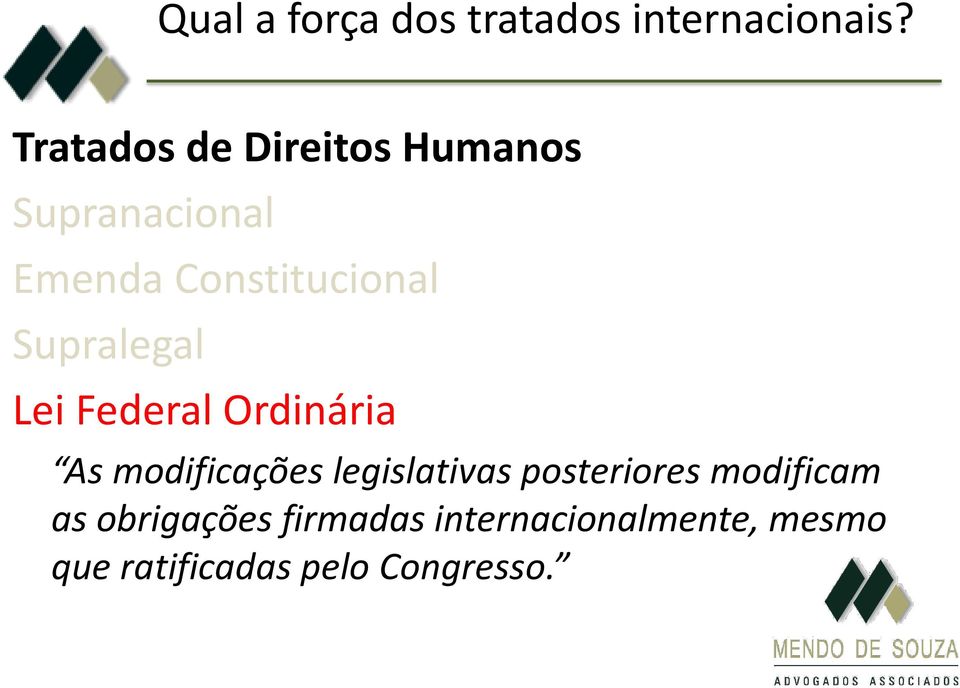 Supralegal Lei Federal Ordinária As modificações legislativas