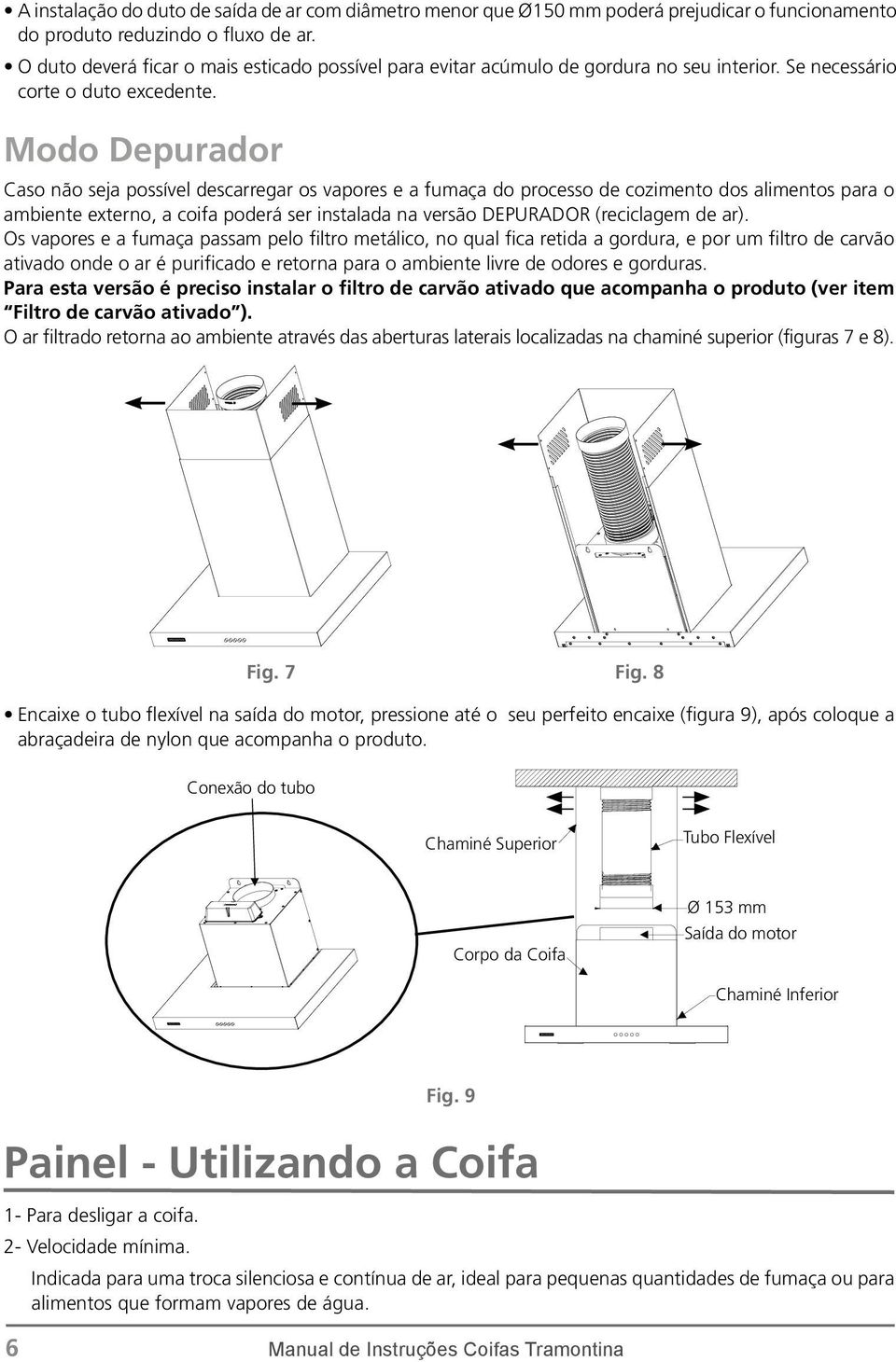 Se necessário corte o duto excedente.