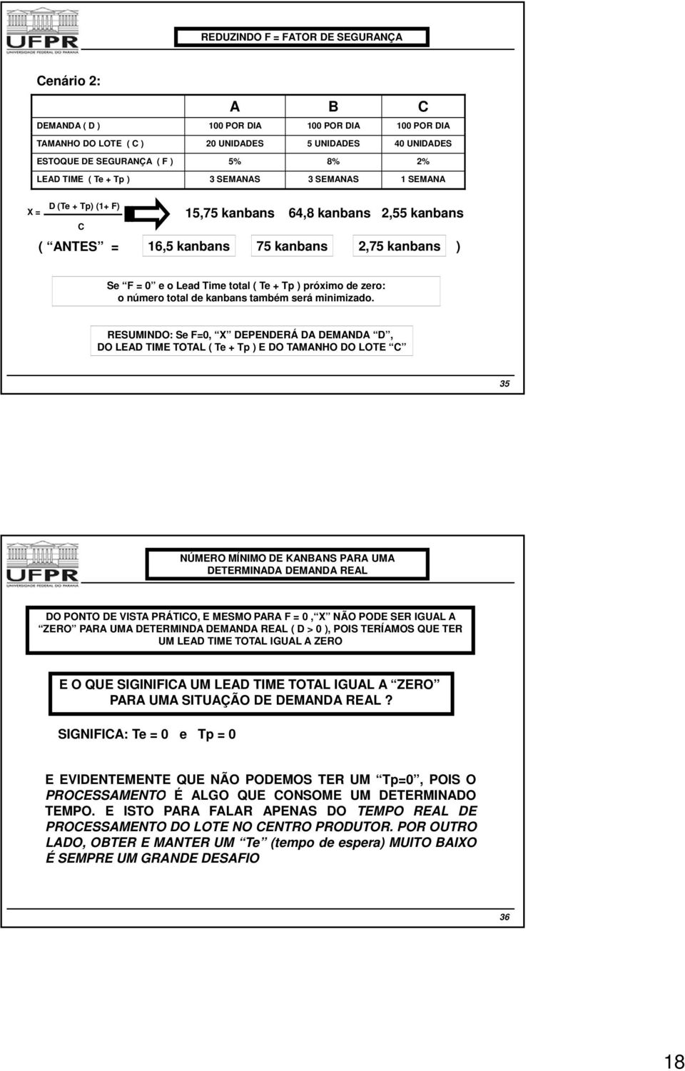 ) próximo de zero: o número total de kanbans também será minimizado.