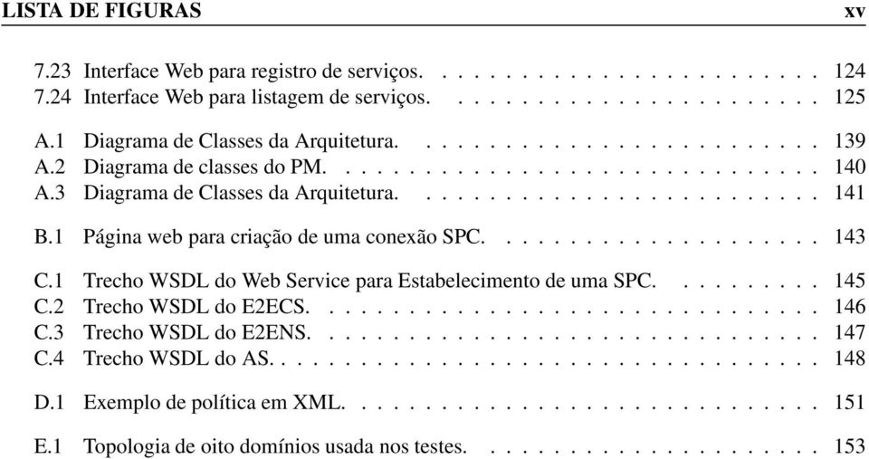 1 Página web para criação de uma conexão SPC..................... 143 C.1 Trecho WSDL do Web Service para Estabelecimento de uma SPC.......... 145 C.2 Trecho WSDL do E2ECS................................ 146 C.