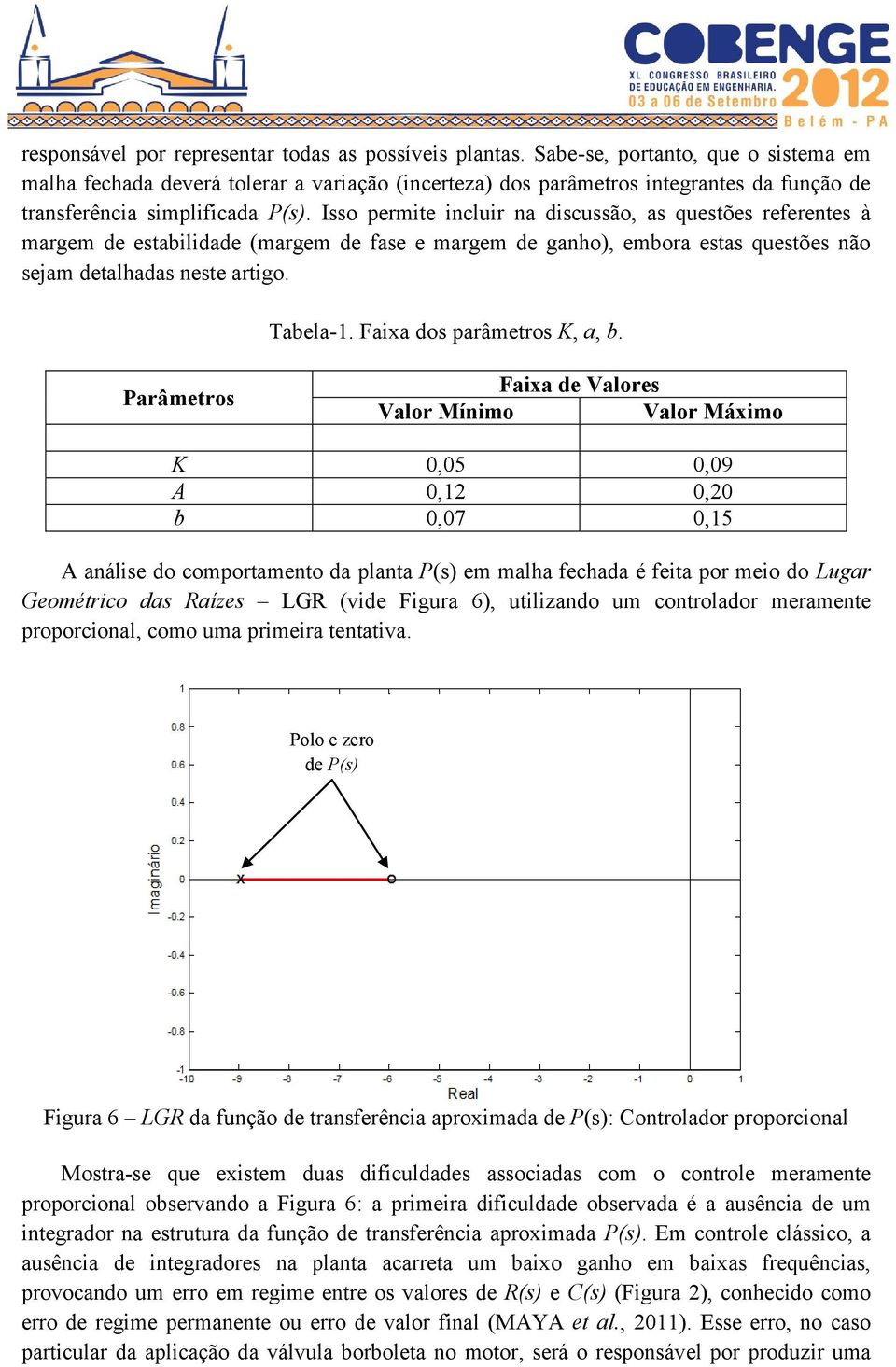 Isso permite incluir na discussão, as questões referentes à margem de estabilidade (margem de fase e margem de ganho), embora estas questões não sejam detalhadas neste artigo. Tabela-1.